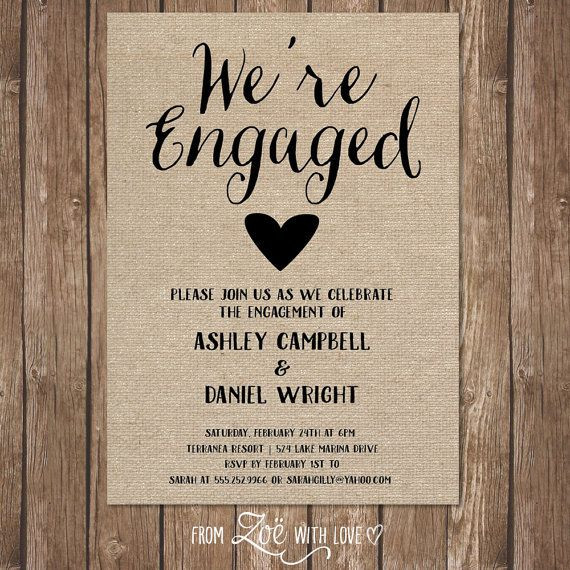 Engagement Party Invites Ideas
 Rustic Engagement Party Invitation Printable by
