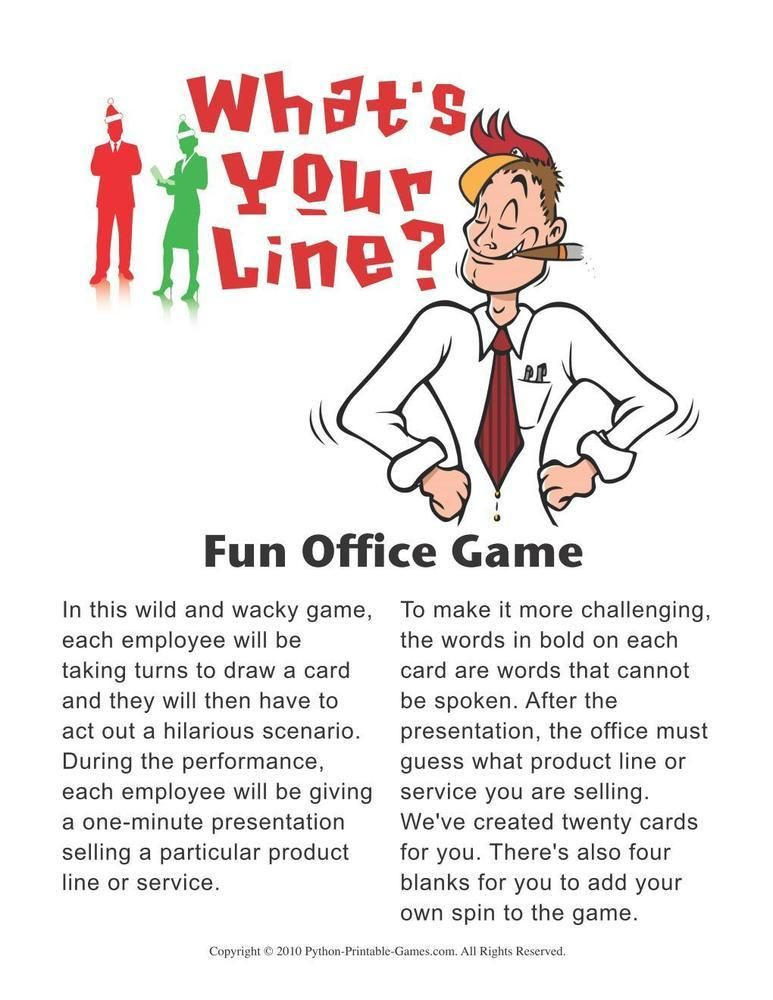 Enjoyable Office Christmas Party Games Ideas
 Games for the fice What s Your Line fice Party