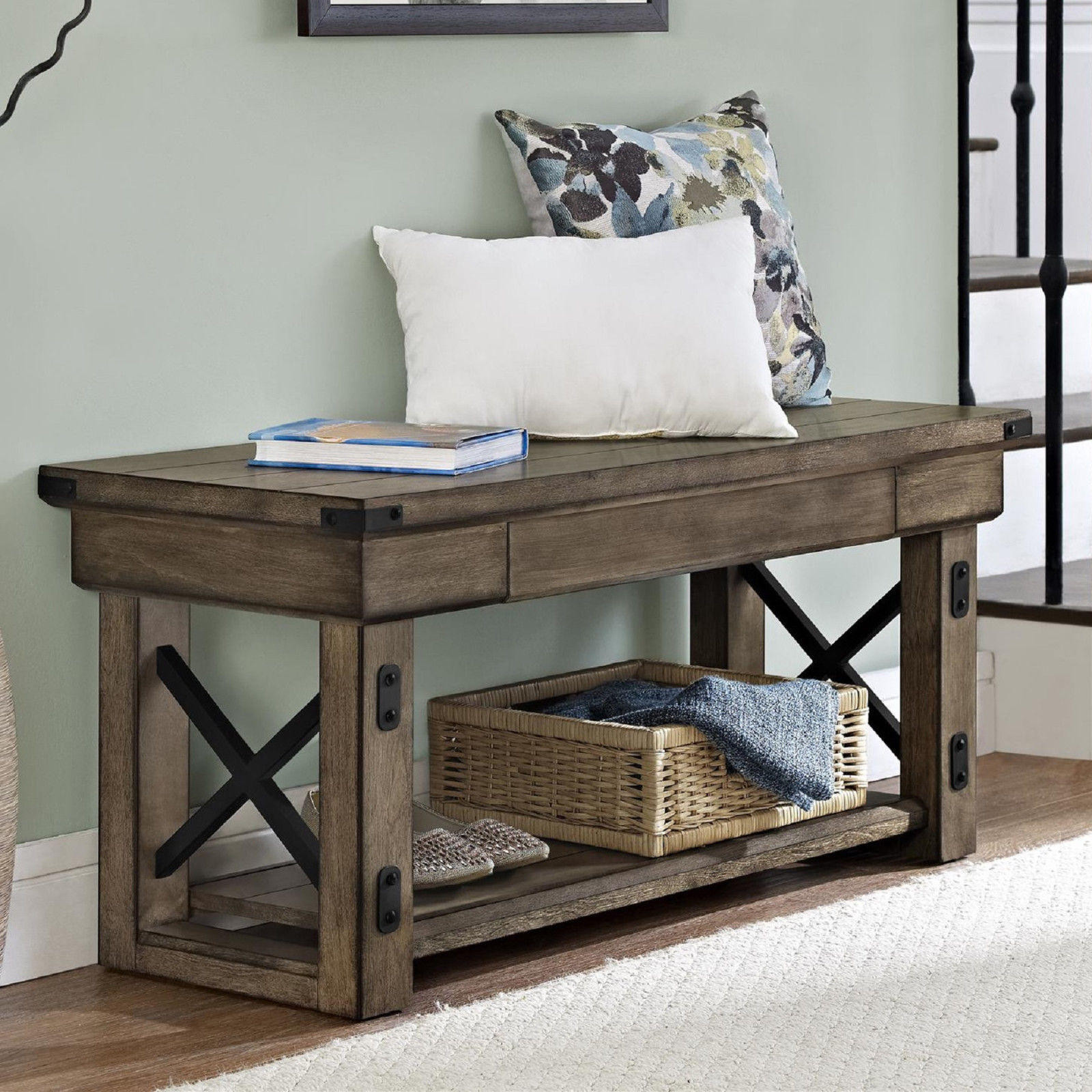 Entry Way Storage Bench
 Entryway Storage Bench Rustic Hallway from cindictc on eBay