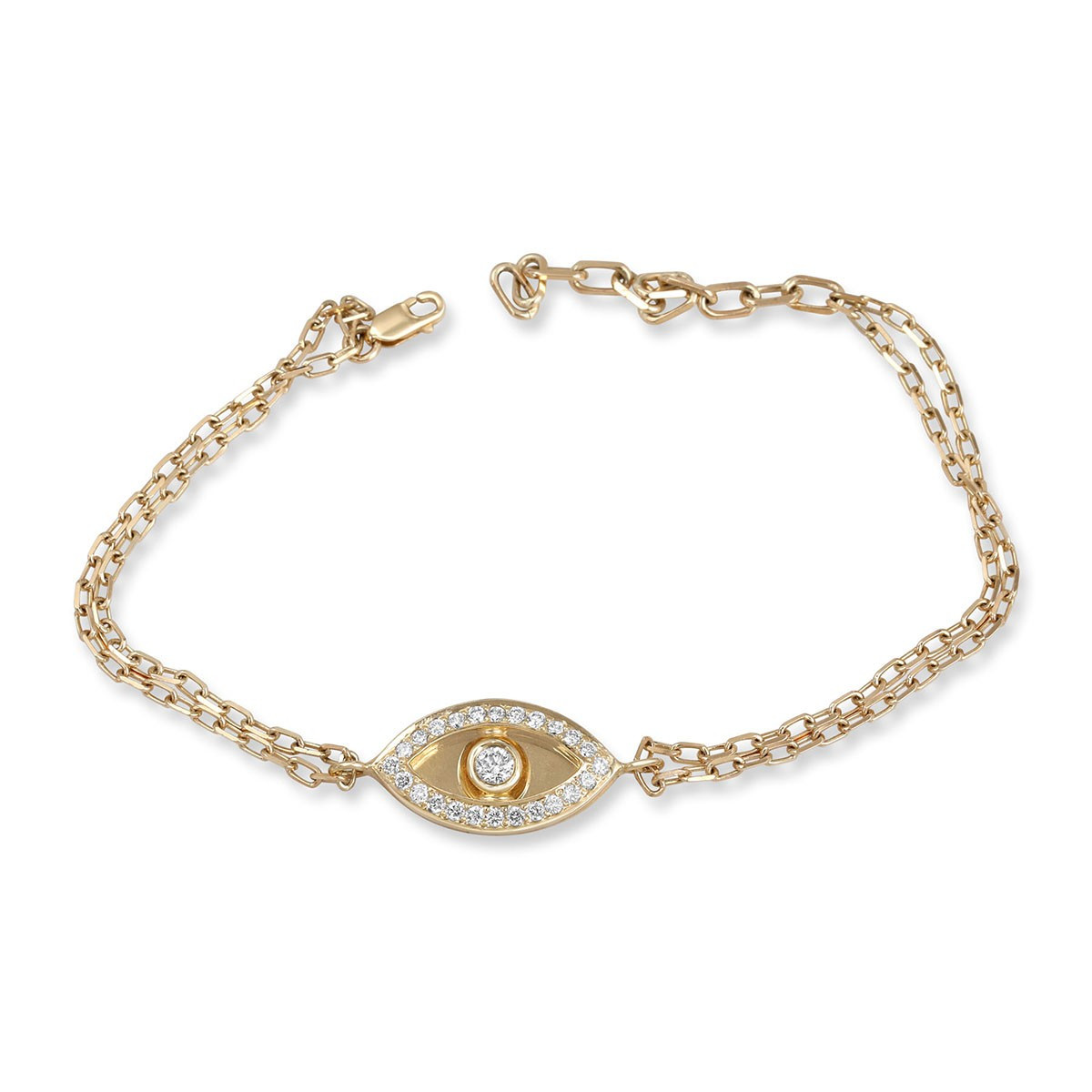 Evil Eye Bracelet Gold
 14K Gold Diamond Evil Eye Bracelet Choice of White Rose