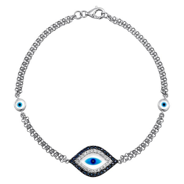 Evil Eye Bracelet Gold
 Shop 14k White Gold 1 6ct TDW Diamond Sapphire and Enamel