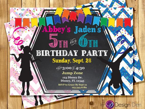 Evites For Birthday Party
 Kids JOINT Birthday party Invitations Boy & Girl Joint Party
