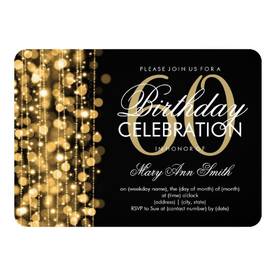 Evites For Birthday Party
 Elegant 60th Birthday Party Sparkles Gold Invitation