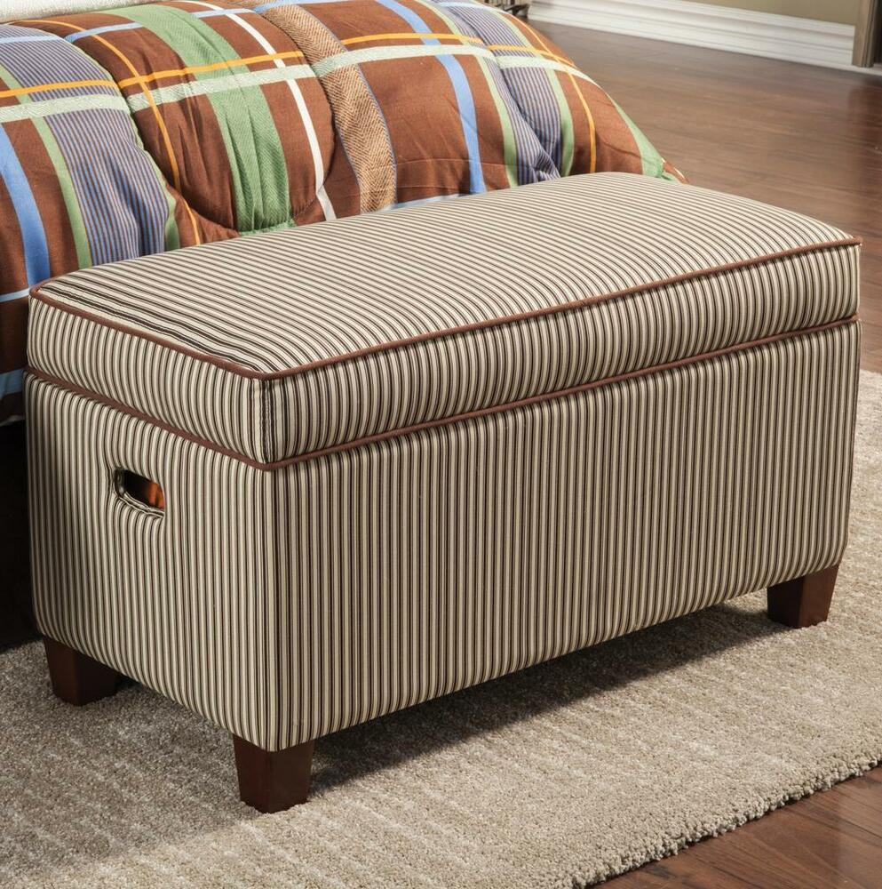 Fabric Bench With Storage
 Upholstered Storage Bench in Striped Fabric by Coaster