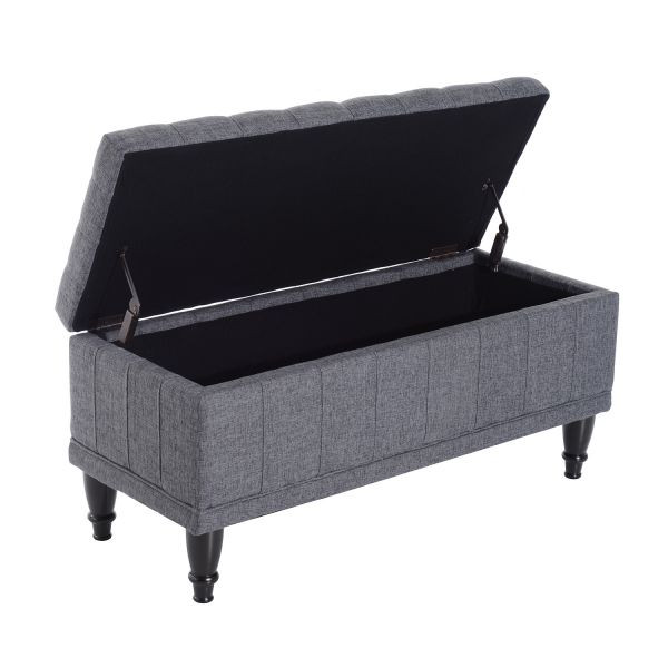 Fabric Bench With Storage
 Hom 42" Fabric Tufted Storage Ottoman Bench Gray