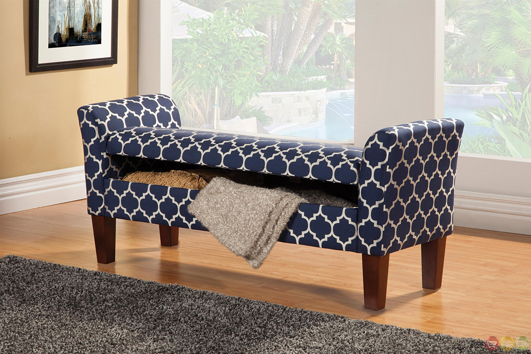 Fabric Bench With Storage
 Contemporary Tapered Leg Fabric Upholstered Storage Bench