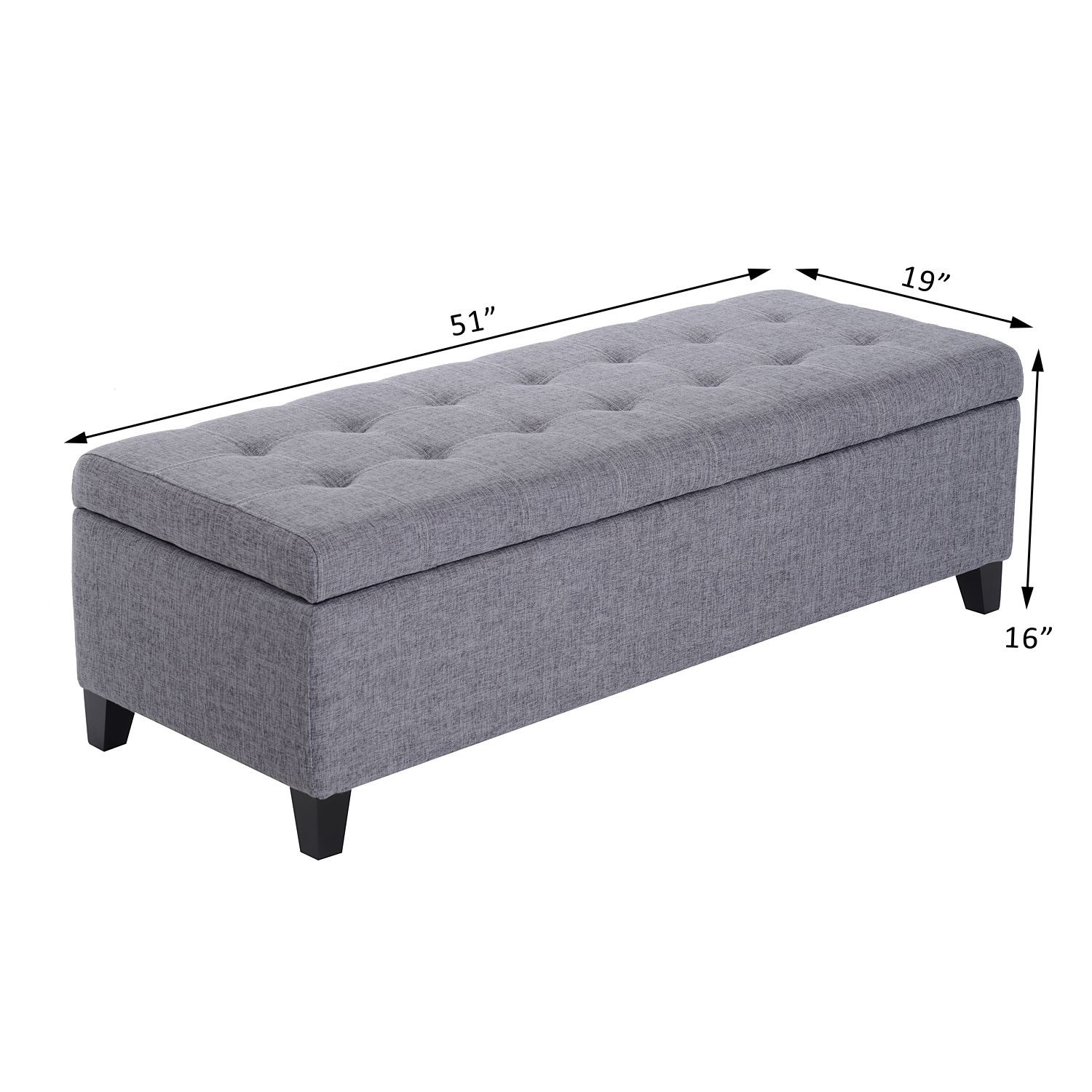 Fabric Bench With Storage
 51" Lift Top Storage Ottoman Tufted Fabric Shoe Bench