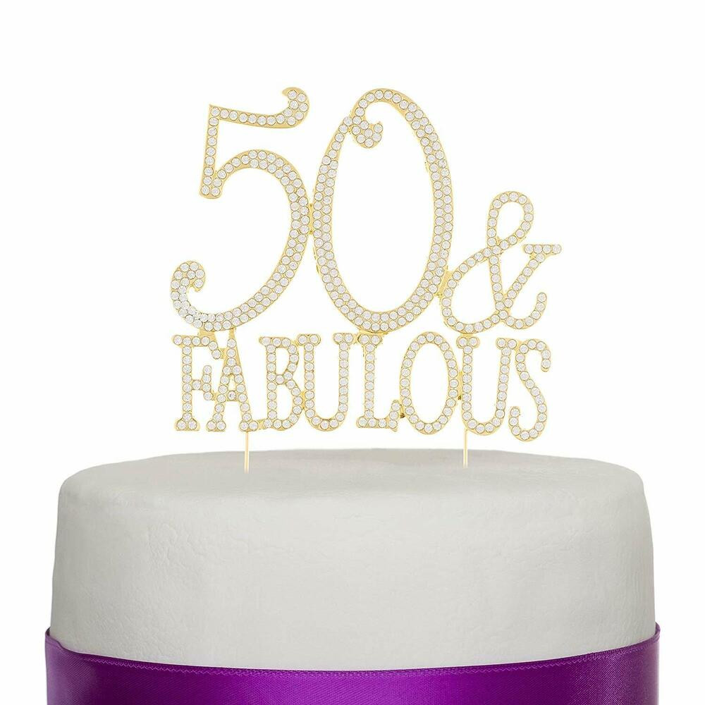 Fabulous Birthday Cakes
 50 & Fabulous Gold Rhinestone Cake Topper Birthday Party