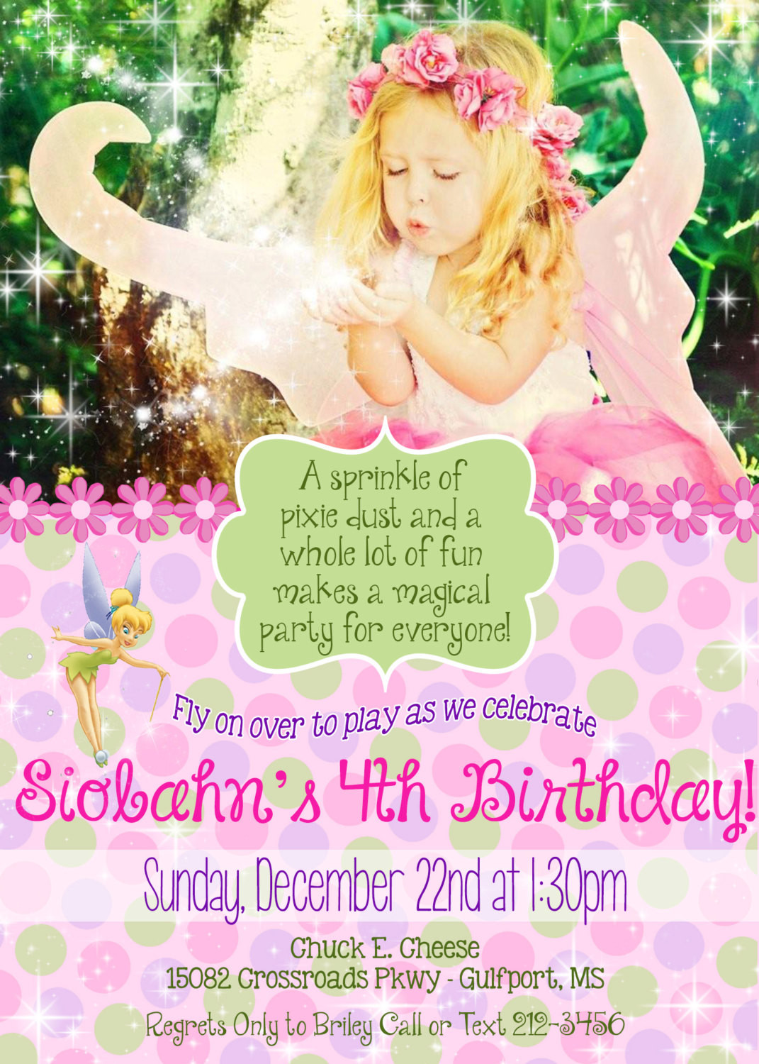 Fairy Birthday Party Invitations
 Flower Fairy Birthday Party Invitation 5x7 DIGITAL FILE