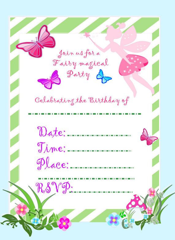 Fairy Birthday Party Invitations
 Fairy Invitation Fairy Party DIY birthday invitations