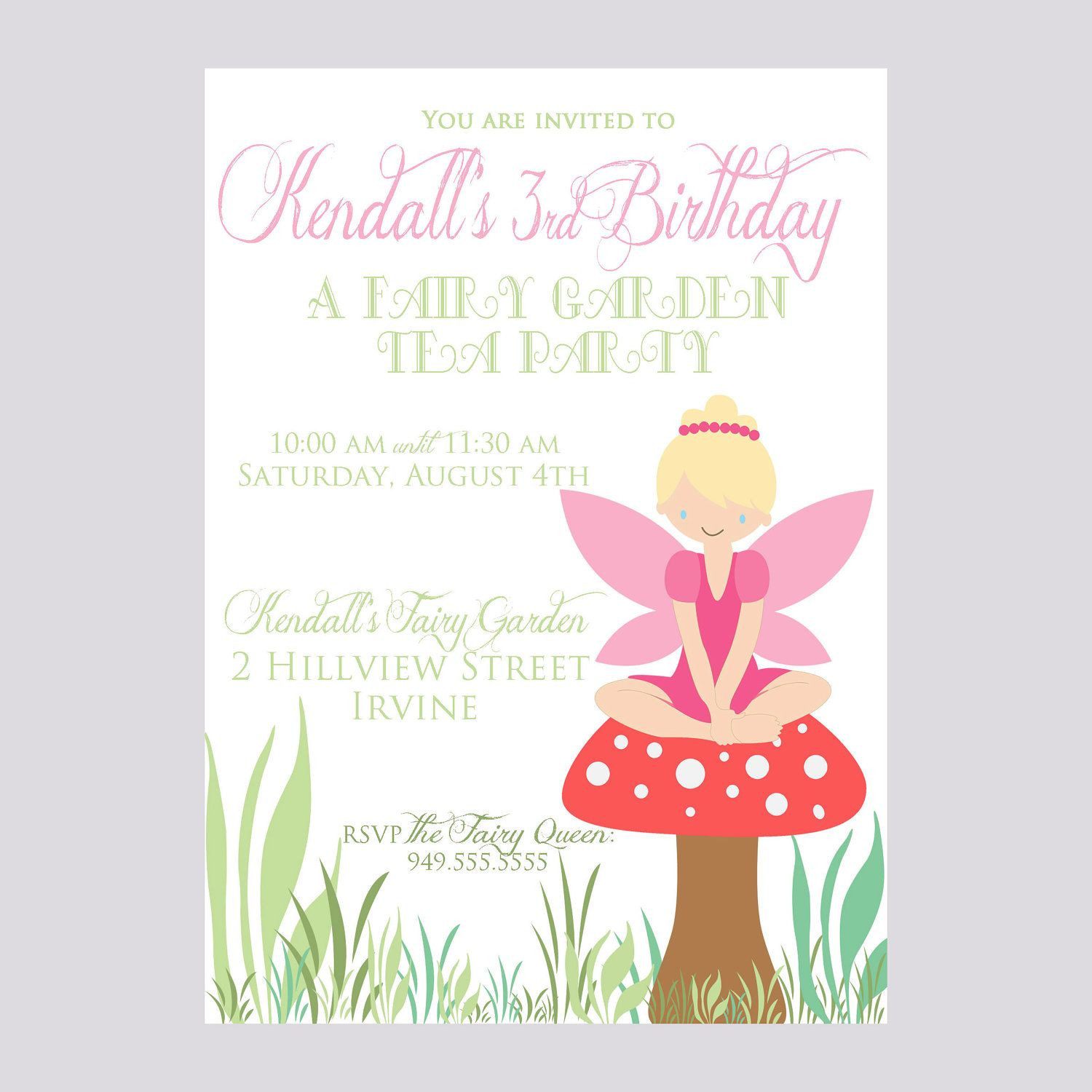 Fairy Birthday Party Invitations
 Custom Fairy Birthday Invite Pixie Party Invitation