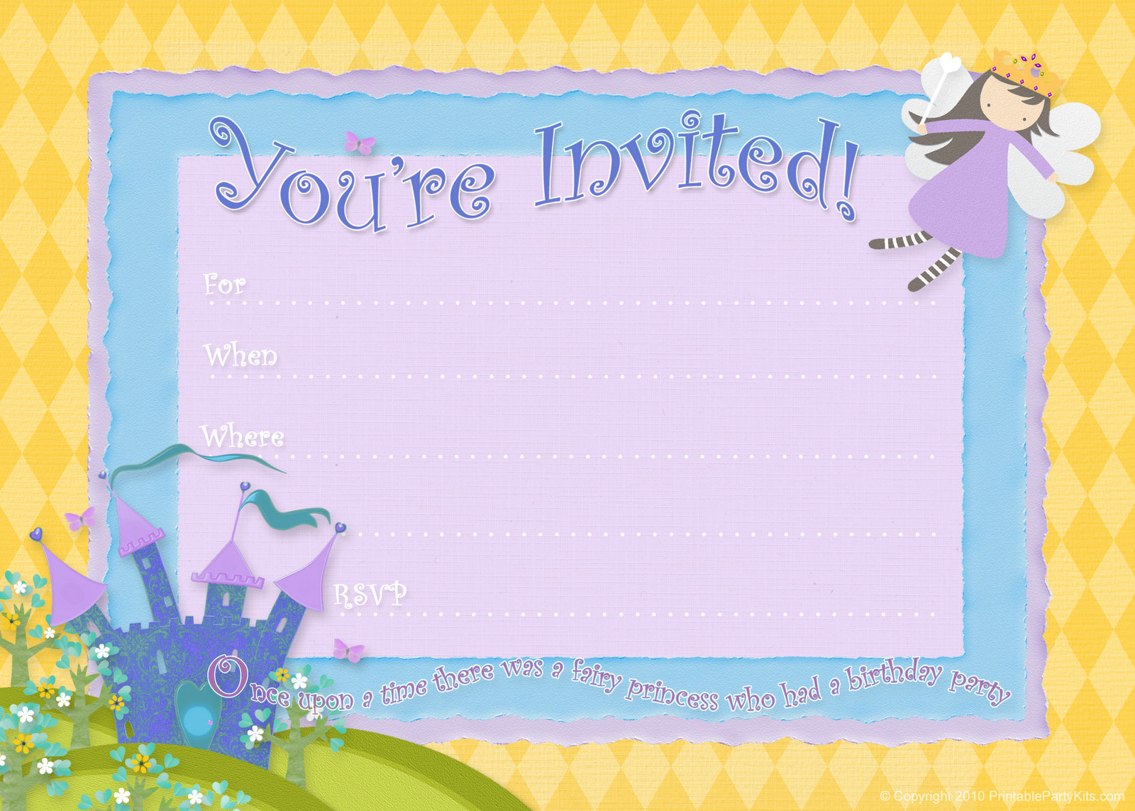 Fairy Birthday Party Invitations
 Free Printable Party Invitations Fairy Princess Birthday