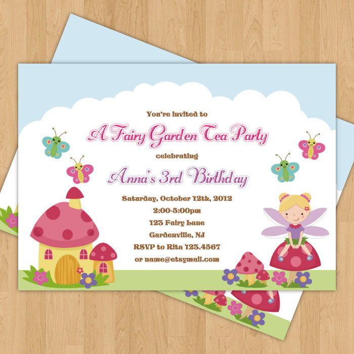 Fairy Birthday Party Invitations
 Fairy Garden Birthday Party Invitation by