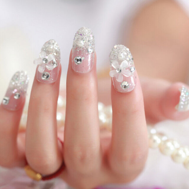 Fake Nails For Wedding
 3d Bride Wedding False Artificial Fake Nails Tips French