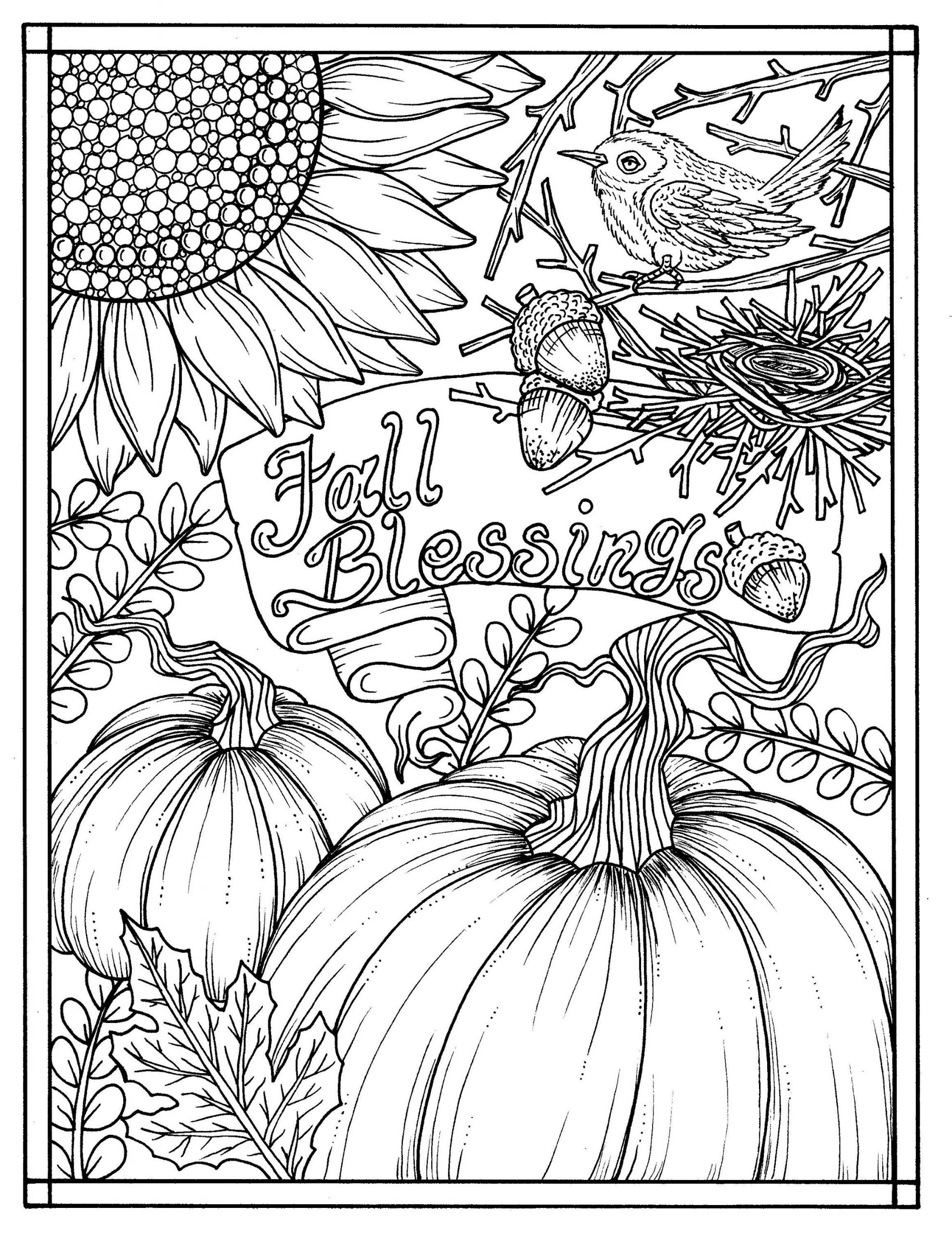 Fall Coloring Pages Adults
 Download Fall Blessings Instant digital Coloring page