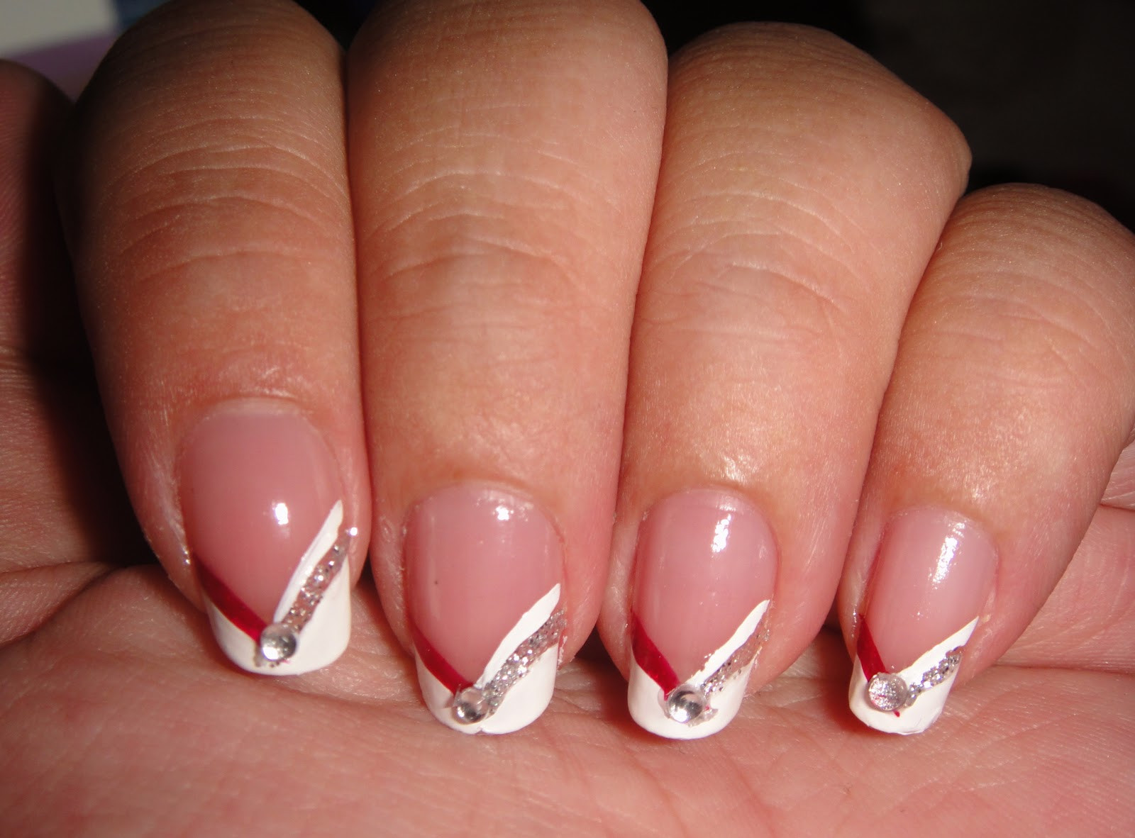 Fall French Nail Designs
 Juicy Nails & Makeup Red & Silver Chevron French Fall