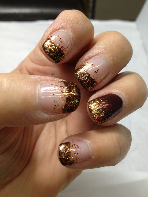 Fall French Nail Designs
 Multi Shapes Brown Acrylic Fingernails For Fall 26 ILOVE