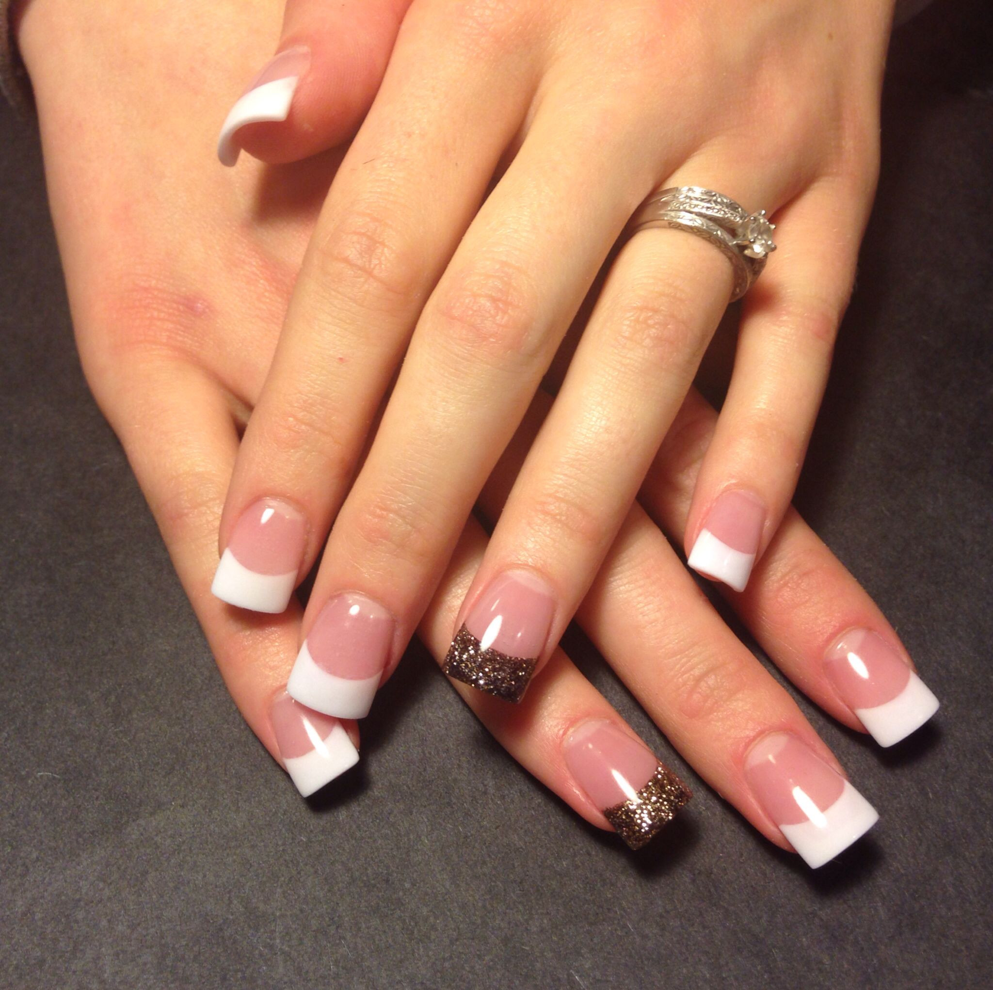 Fall French Nail Designs
 Fall inspired accent nail with classic French manicure