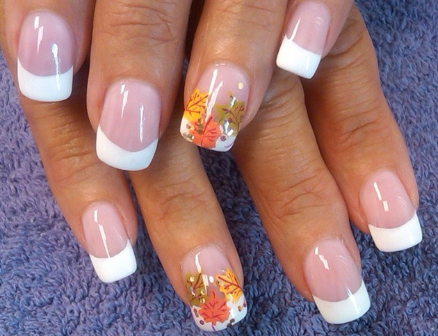 Fall French Nail Designs
 fall leaf french Nail Art Gallery