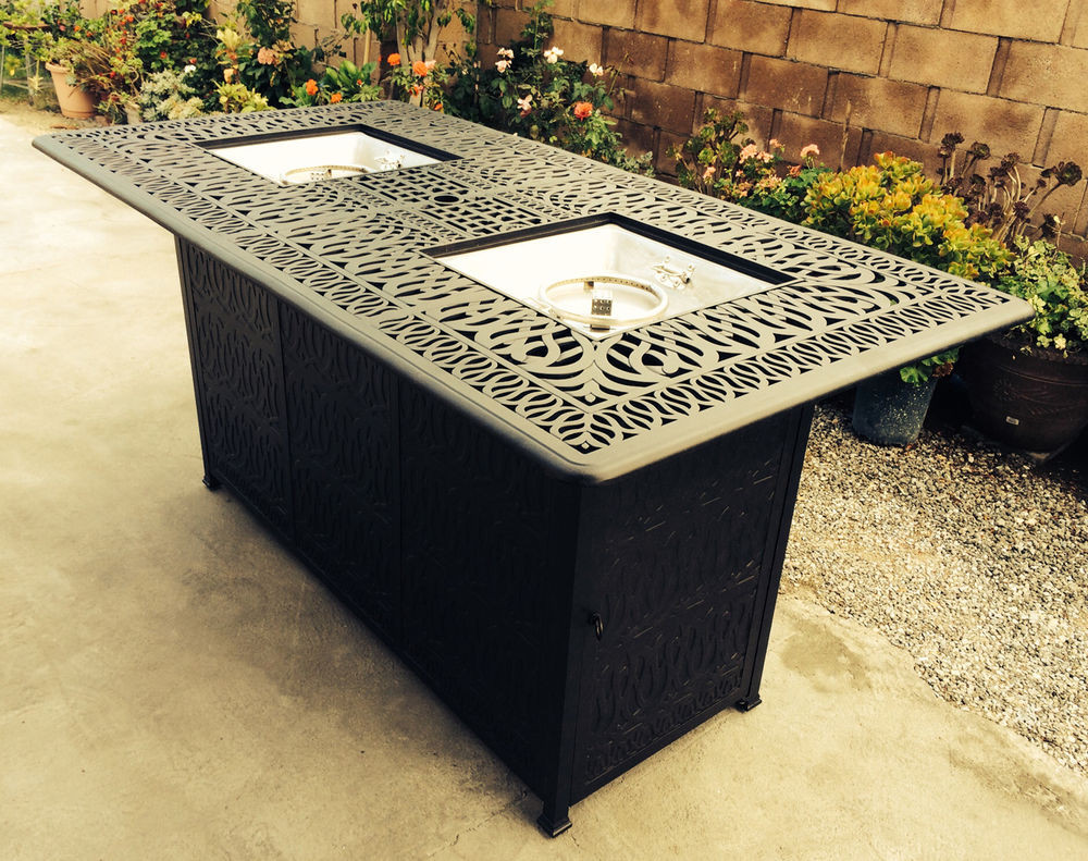 Fire Pit Patio Tables
 Outdoor Propane Fire Pit bar height double burner table