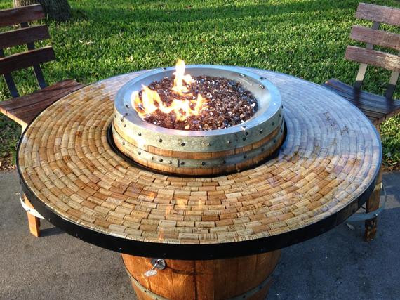 Firepit Patio Table
 Wine Barrel Gas Fire Pit and Patio Table