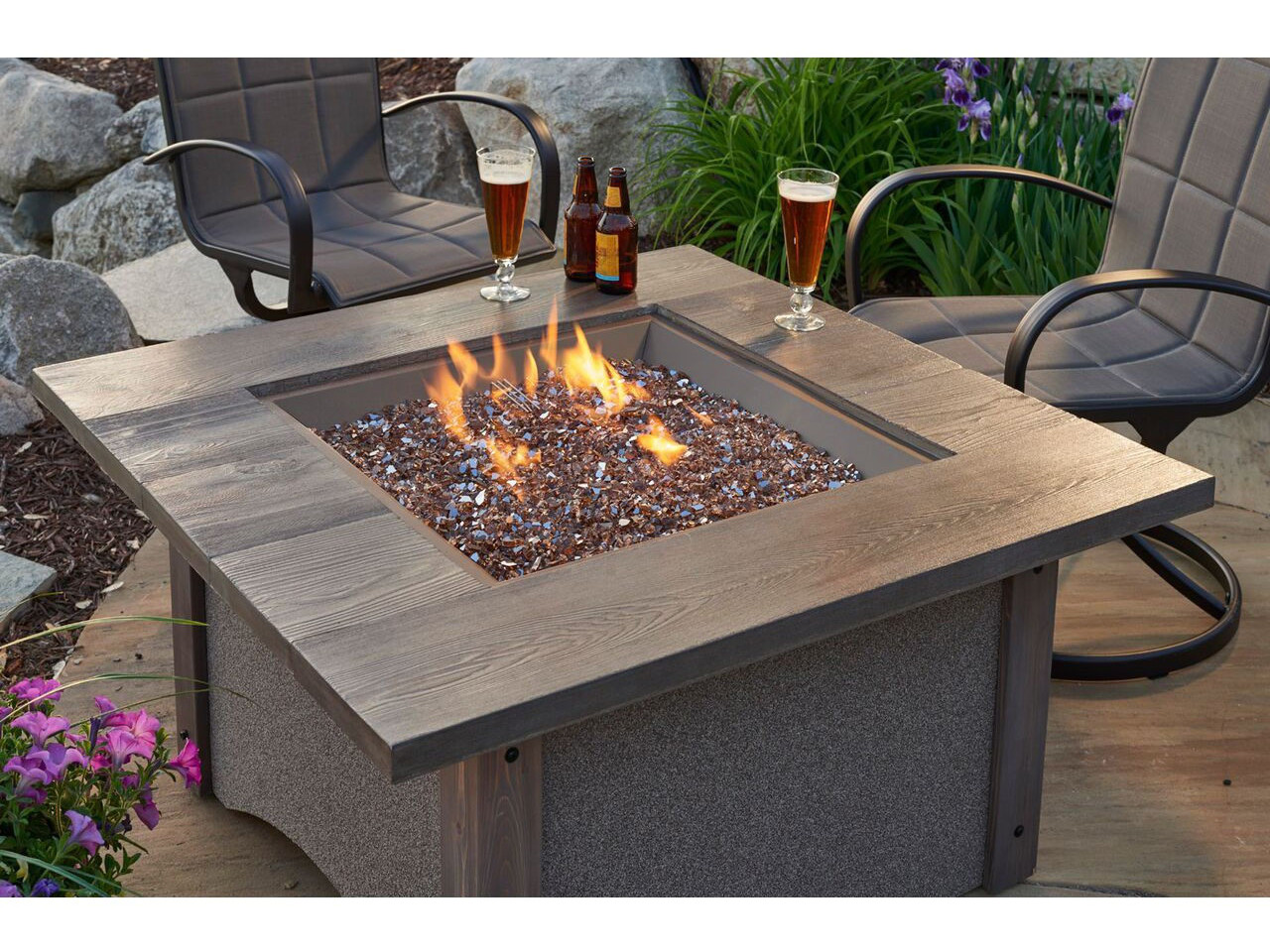 Firepit Patio Table
 Outdoor GreatRoom Pine Ridge Square Fire Pit Table with