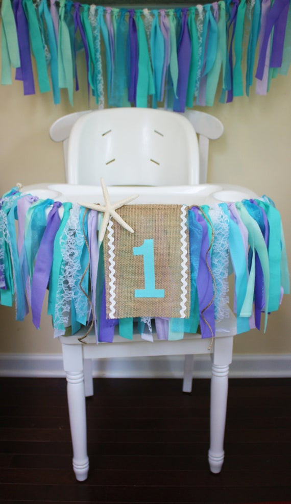 First Birthday High Chair Decorations
 Under the Sea Highchair Banner Mermaid Party 1st Birthday
