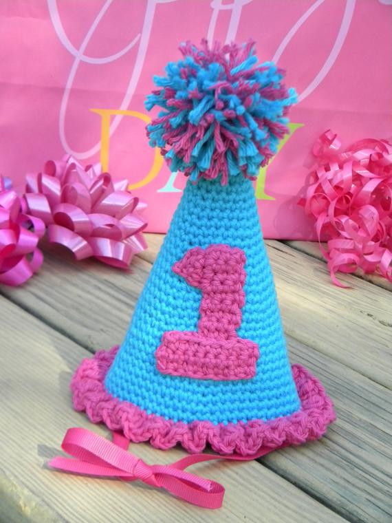 First Birthday Party Hat
 Items similar to Baby Girl s 1st Birthday Crocheted Party