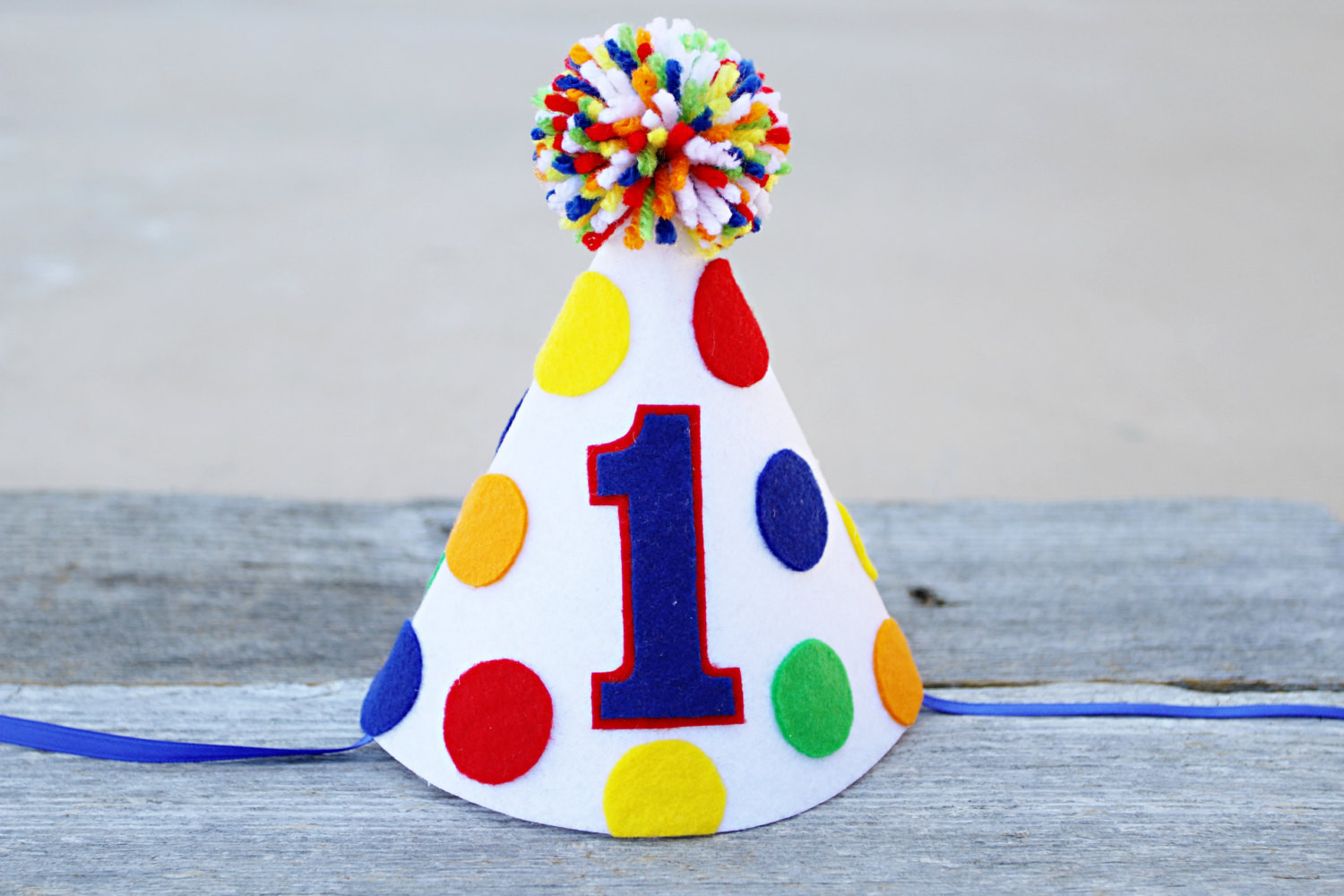 First Birthday Party Hat
 READY TO SHIP Boys 1st Birthday Primary Colors Party Hat