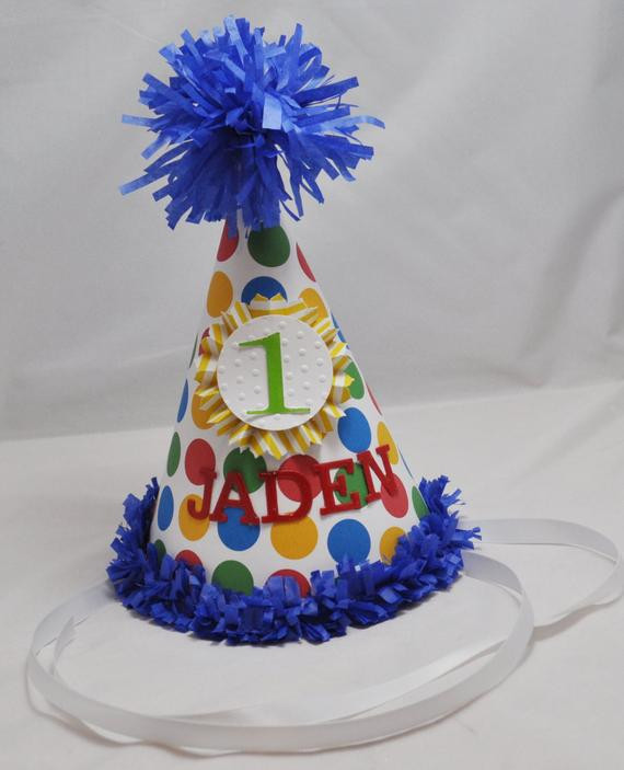 First Birthday Party Hat
 1st Birthday Party Hat Primary Colors by CardsandMoorebyTerri