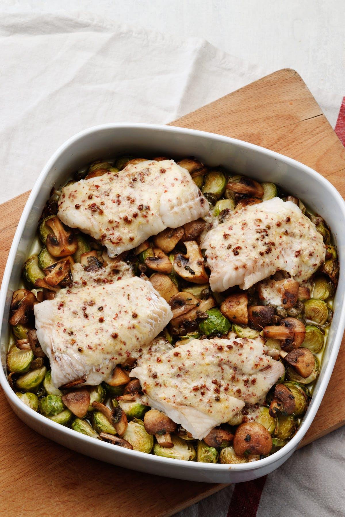 Fish And Mushrooms Recipes
 Low Carb Baked Fish with Brussels Sprouts — Recipe — Diet