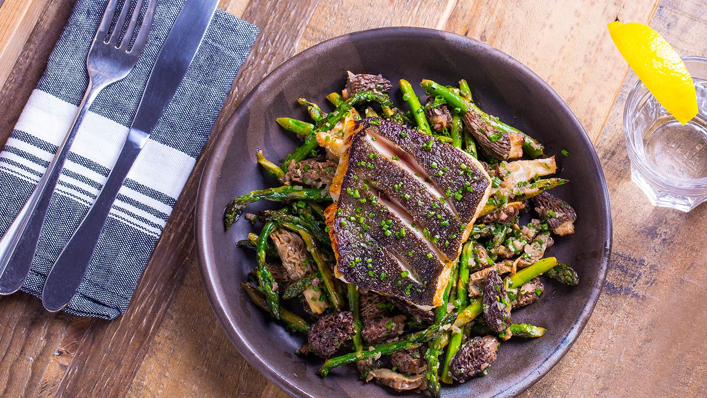 Fish And Mushrooms Recipes
 Recipe Pan Seared Black Cod with Morels and Asparagus