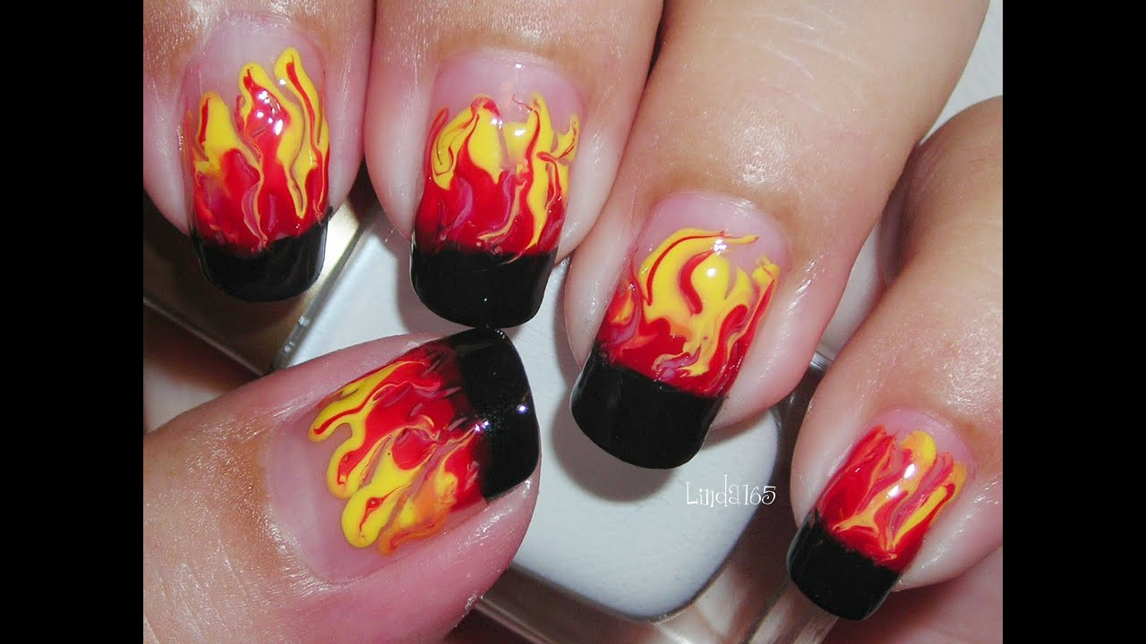 Flame Nail Design for Short Nails Tutorial - wide 2