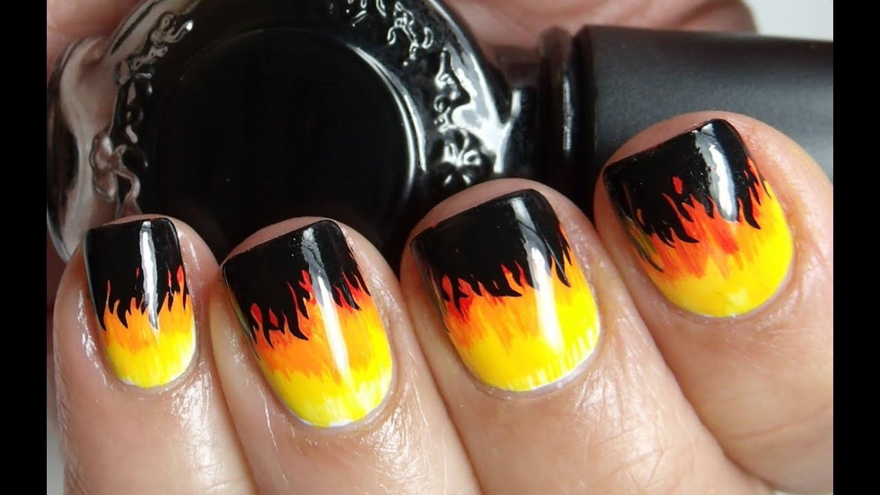 Flame Nail Designs
 The Hunger Games Catching Fire Flame Nail Art 5 minutes