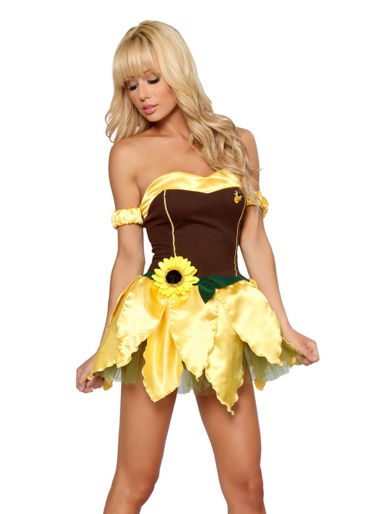 Flower Halloween Costume For Adults
 Gold Strapless Sunflower Flower Halloween Costume Flower