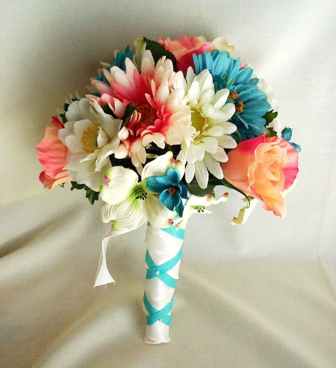 Flowers For Beach Wedding
 Beach Wedding Flower Package Teal Coral Custom Deposit for