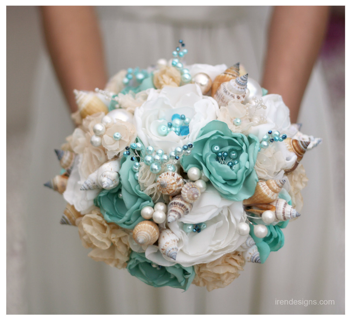 Flowers For Beach Wedding
 Seashells Wedding Bouquet for Beach Wedding by IrenDesigns