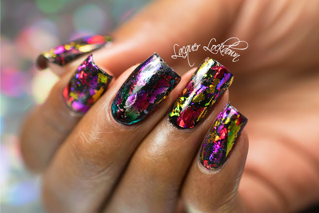 Foil Nail Art
 Lacquer Lockdown Scattered Holographic Foil Nail Art