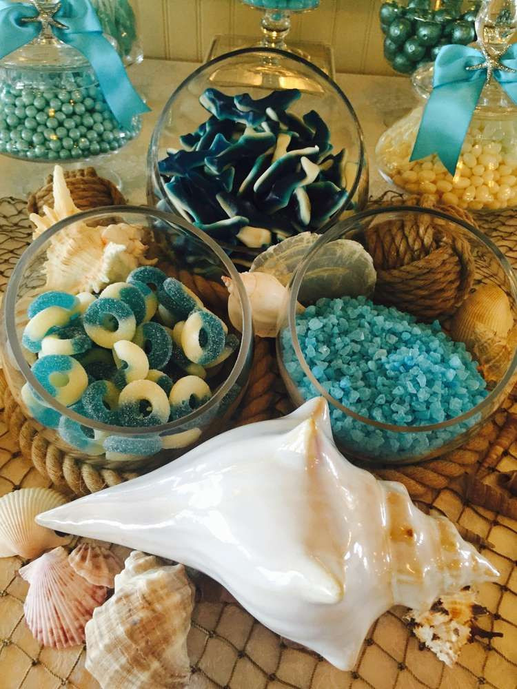 Food Ideas For A Beach Themed Party
 Delicious candy display at a beach themed wedding party