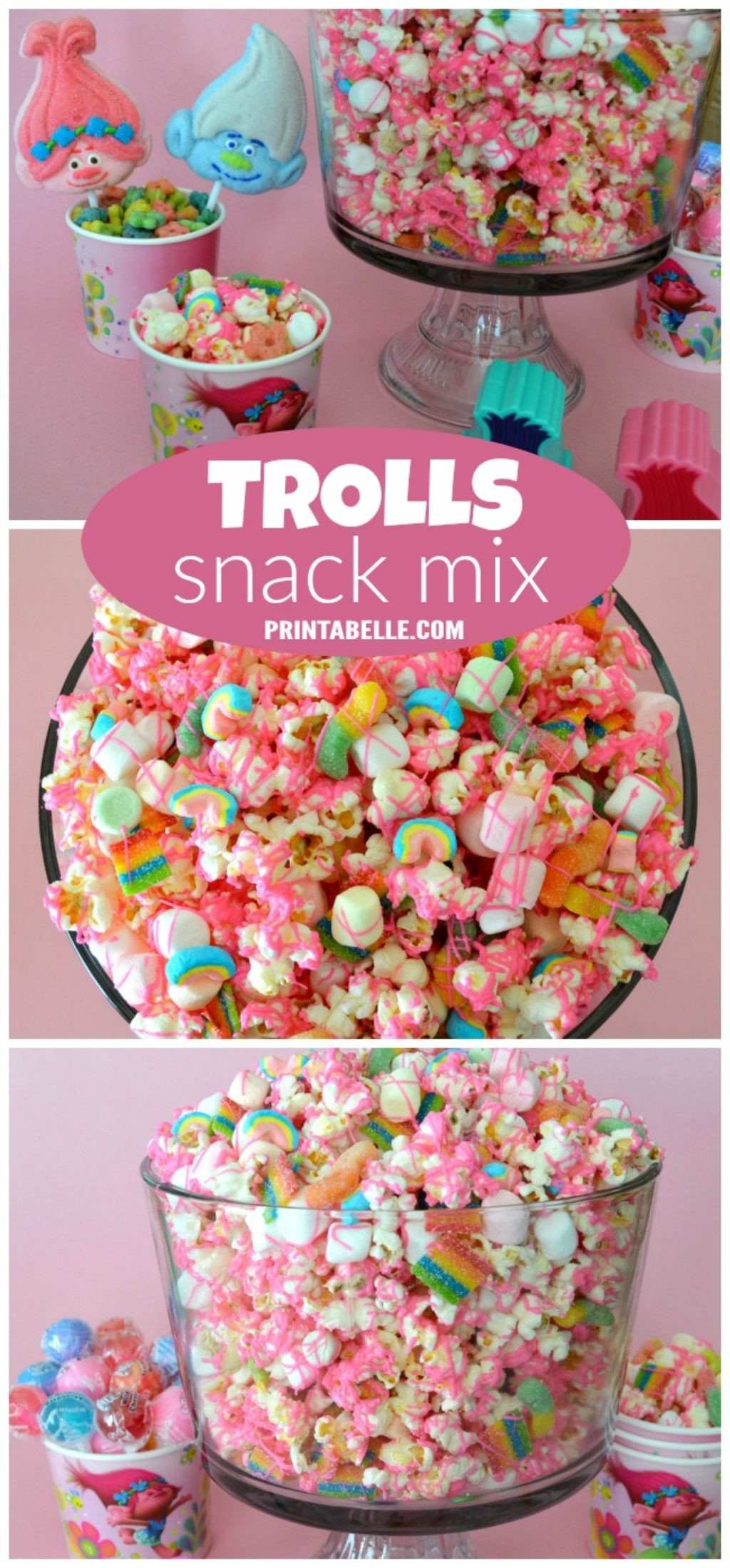 Food Ideas For Trolls Party
 Poppy’s Pink Trolls Party Snack Mix – Party Printable