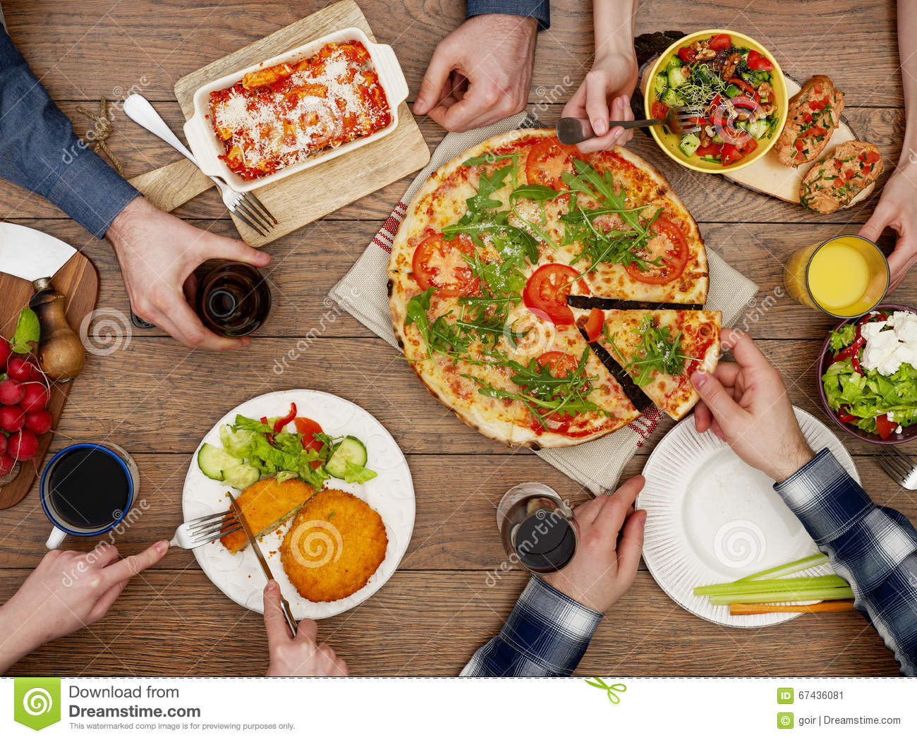 Food Ideas To Bring To A Party
 View From The Table Friends Eating Stock Image