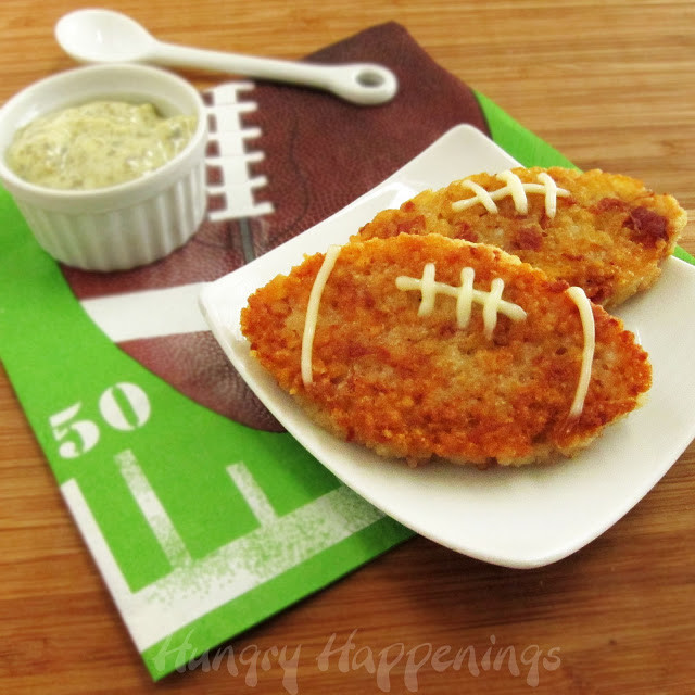 Football Snacks Recipes
 Football shaped Proscuitto and Asiago Rice Cakes for Super