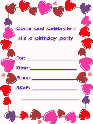 Free Birthday Invitation Maker
 Sweet hearts free printable 10th birthday party