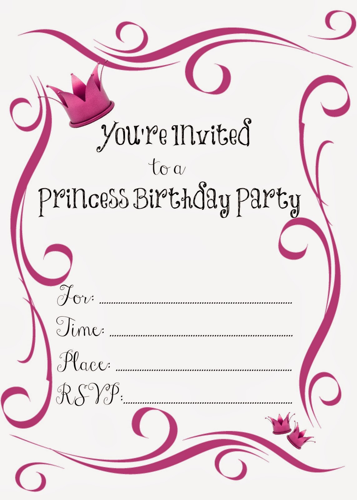 Free Birthday Invitation Template
 Free Birthday Party Invitations for Girl – Bagvania