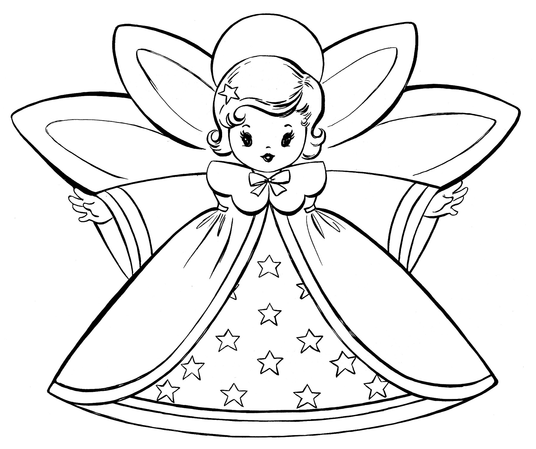 Free Christmas Coloring Pages For Kids
 Free Christmas Coloring Pages Retro Angels The