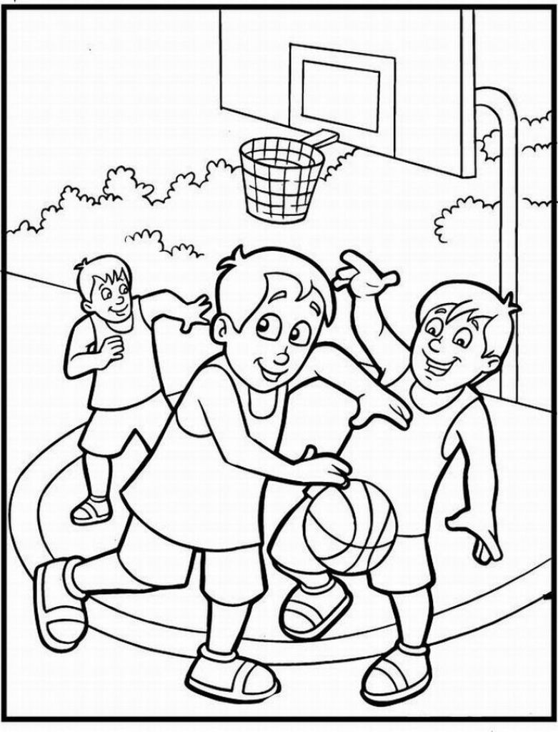 Free Coloring Pages For Boys Sports
 Free Printable Coloring Sheet Basketball Sport For Kids
