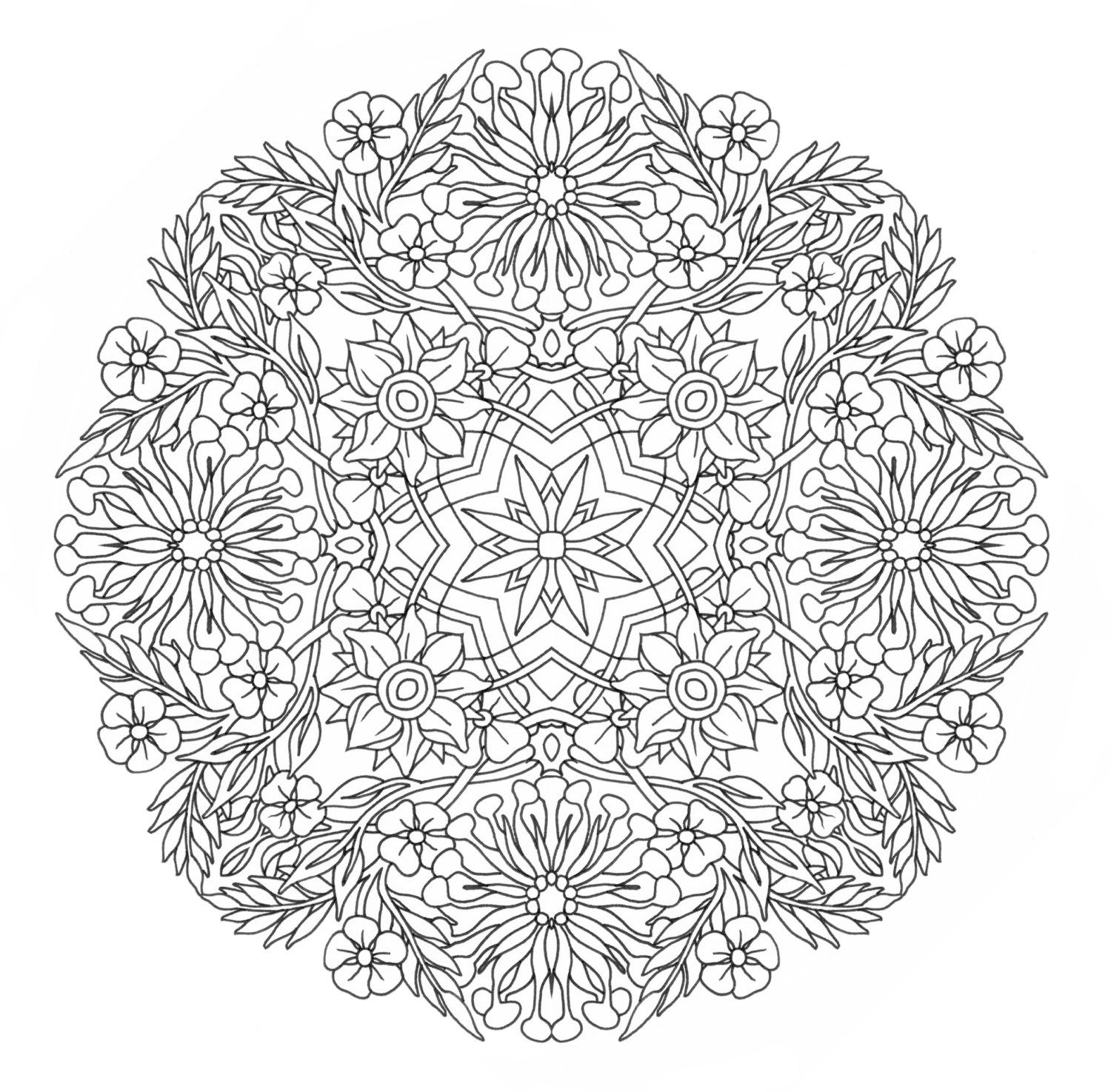 Free Mandala Coloring Pages For Adults
 Printable Coloring Page Honey Suckle Mandala by emerlyearts