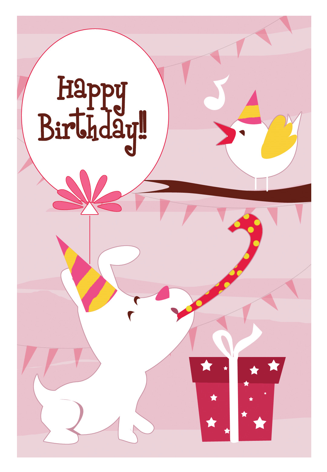 Free Printable Birthday Cards
 Happy Dog And A Bird Birthday Card