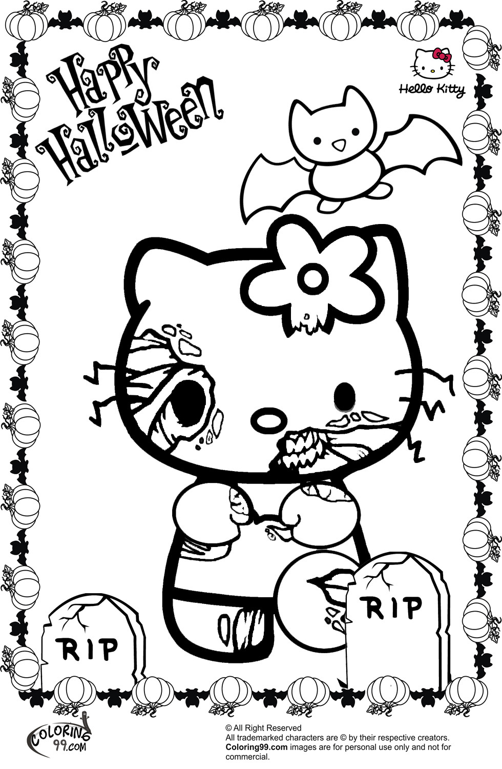 Free Printable Halloween Coloring Pages
 Hello Kitty Halloween Coloring Pages