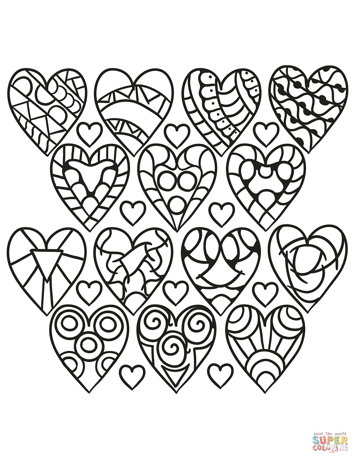 Free Printable Heart Coloring Pages
 Hearts Pattern coloring page